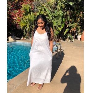 Zara Basic White Cotton Maxi Dress